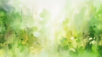 Fototapeta premium green watercolor foliage abstract background. Generative AI. spring eco nature