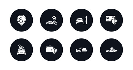 symbol for mobile filled icons set. filled icons such as disabled, parking crash, stone on the road, payment protection, vehicle repair, luggage insurance, side crash, car insurance vector.