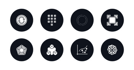 symbol for mobile filled icons set. filled icons such as update, numbered, dots, squares, pentagon, interconnected, scatter, cobweb vector.