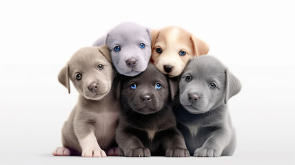 Obraz premium multicolored paint dogs. Generative AI. spectrum, symbol of creativity, fantasy, isolated on a white background