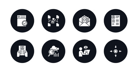 symbol for mobile filled icons set. filled icons such as approved, multitask, salary, curriculum vitae, job application, benchmarking, video conference, meeting point vector.