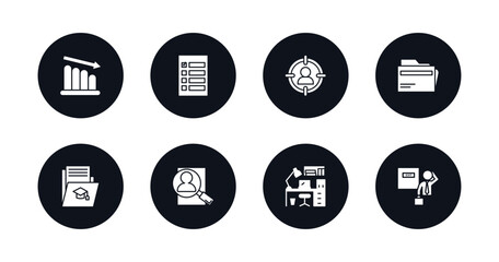 symbol for mobile filled icons set. filled icons such as attrition, selection, target audience, files, curriculum, hiring, office, exit interview vector.