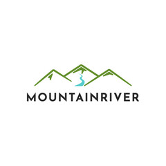 Fototapeta premium Mountain river logo design template