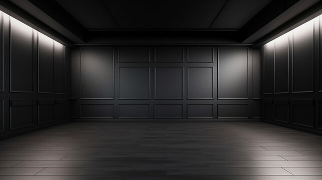 empty black room apartment space. Generative AI