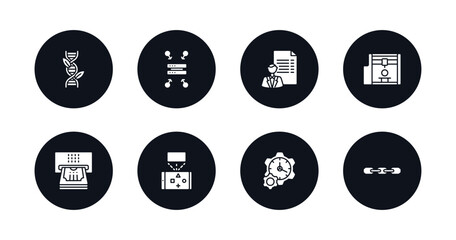 symbol for mobile filled icons set. filled icons such as gmo, data aggregation, agent script, 3d printing, atm cash, ar game, build time, chain vector.