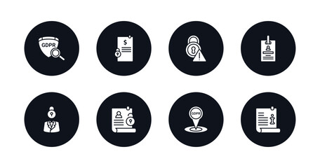 symbol for mobile filled icons set. filled icons such as transparency, penalty, alert, id card, person, right to access, address, information vector.