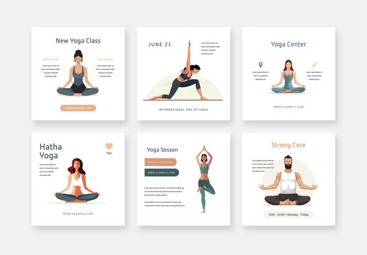 Yoga Social Media Layout Set With Generative Ai