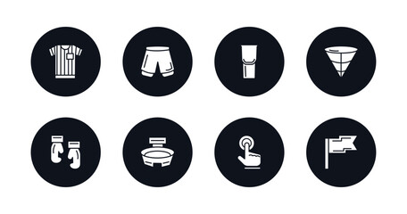 symbol for mobile filled icons set. filled icons such as referee jersey, football shorts, tumbler, cone, gloves, stadium, point, pennant vector.