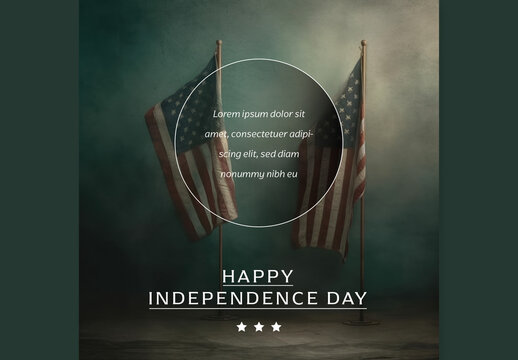 Square Banner For Celebrating Independence Day With Generative Ai