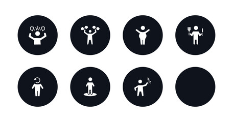 symbol for mobile filled icons set. filled icons such as frustrated human, strong human, fat human, hungry sexy refreshed free awful vector.