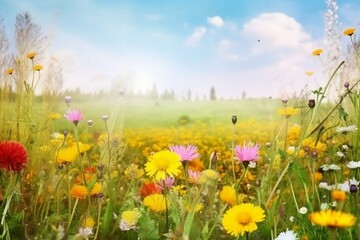 Fototapeta premium meadow with flowers.