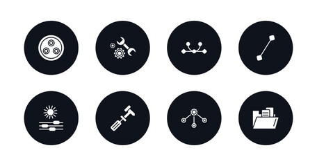 symbol for mobile filled icons set. filled icons such as quark, repair tools, curvature, line tool, lightness, cobbler, allocation, file folder vector.