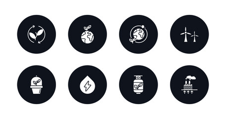 symbol for mobile filled icons set. filled icons such as renewable, green earth, ozone layer, eco turbine, ecologism, water energy, biogas, geothermal energy vector.