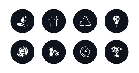 symbol for mobile filled icons set. filled icons such as raindrop on a hand, wind mill, recycling, green energy, ecology, eco cell, renewable energy, tree of love vector.