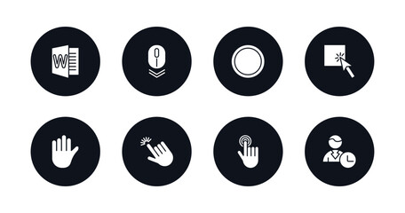 symbol for mobile filled icons set. filled icons such as word, scroll, circle, select, hold, pointer, clicker, busy vector.