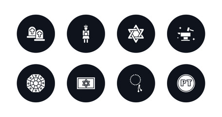 symbol for mobile filled icons set. filled icons such as cemetery, army, david, blacksmith, pa kua mirror, israel star of david, beads, portuguese vector.