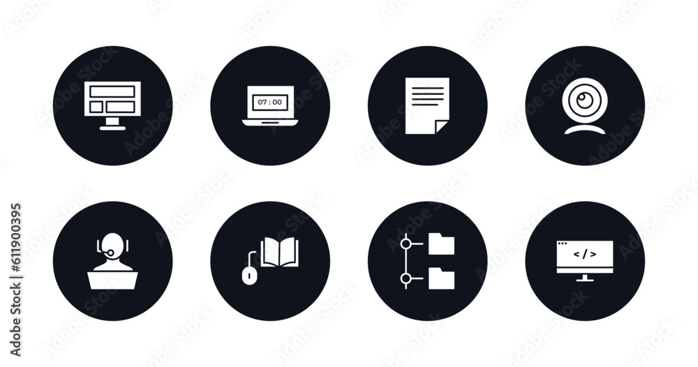 Poster symbol for mobile filled icons set. filled icons such as computer and monitor, morning work, data pa