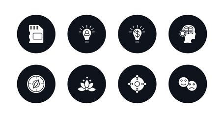 symbol for mobile filled icons set. filled icons such as memory, initiative, opportunity, learning, orientation, relaxation, concentration, feelings vector.