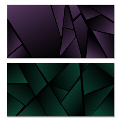 Abstract polygonal pattern. Set of two dark gradient polygonal backgrounds. Background design, cover, postcard, banner, wallpaper