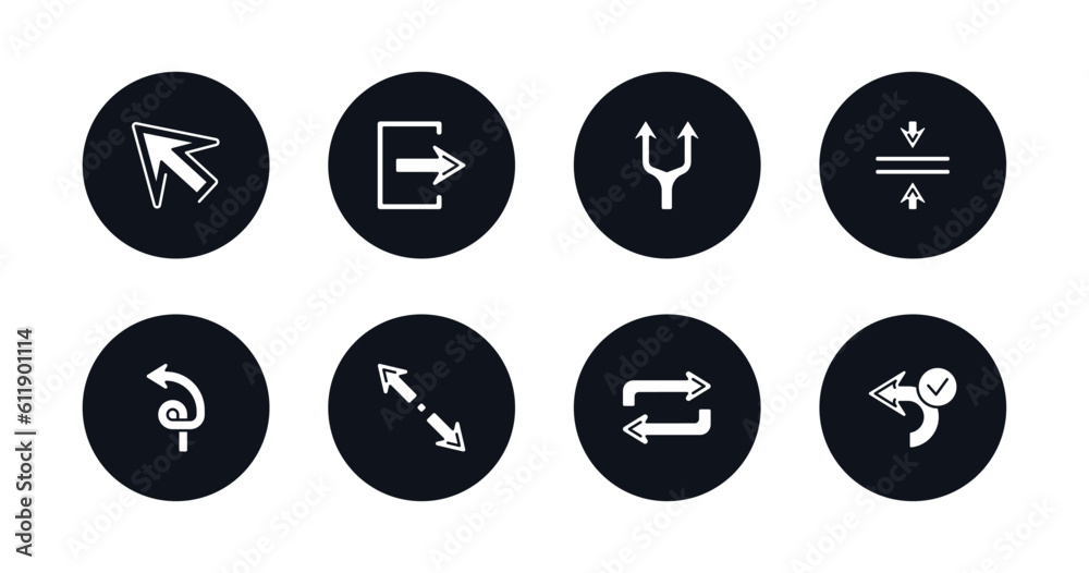 Poster symbol for mobile filled icons set. filled icons such as diagonal arrows, exit right, splitting arro