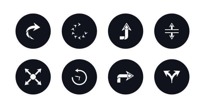 symbol for mobile filled icons set. filled icons such as right curve, loading arrows, upward, split vertical, resize, reload time, right arrow curved, split arrows vector.