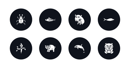 symbol for mobile filled icons set. filled icons such as mite, tuna, capybara, sea cow, aw, bear, grampus, panda vector.