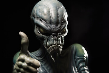 Fototapeta na wymiar Brutal Alien Gives Thumbs Up