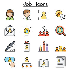 Job and Employment color line icon set - obrazy, fototapety, plakaty