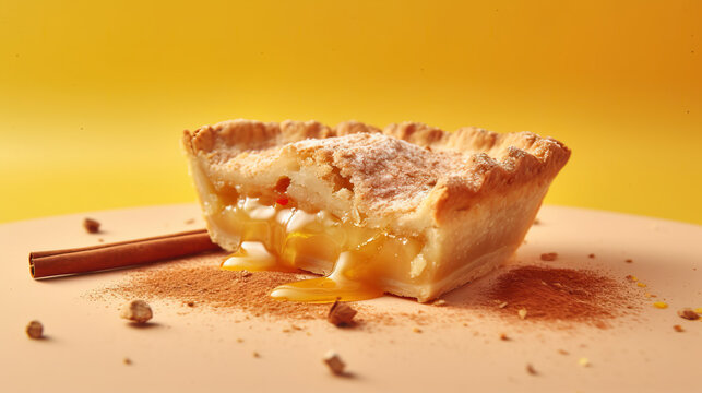 Apple pie on yellow background
