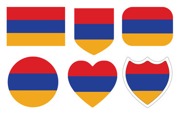 Flag of Armenia in shape design set.