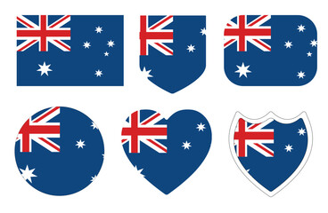 Flag of Australia in design shape set. The Australian flag in design shape set