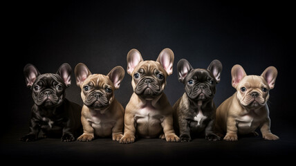 group of French bulldog puppies