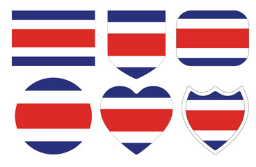 Costa Rica flag in design shape set. Flag of Costa Rica in design shape set.