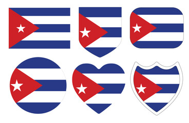Cuba flag in design shape set. Flag of Cuba in design shape set.