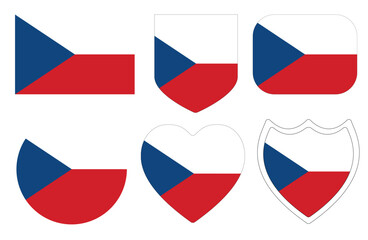 Flag of the Czech Republic in a design shape set. Czech Flag set. 