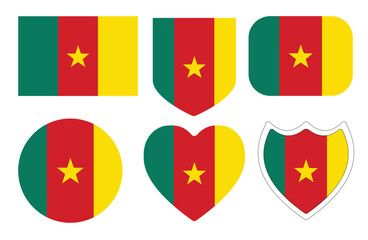Flag of Cameroon in design shape set. Cameroon flag in design shape set. 
