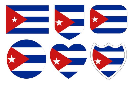 Cuba flag in design shape set. lag of Cuba in design shape set.