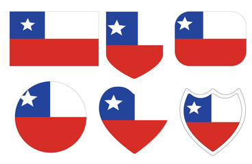 Flag of Chile in shape set. Chile Flag in shape set.