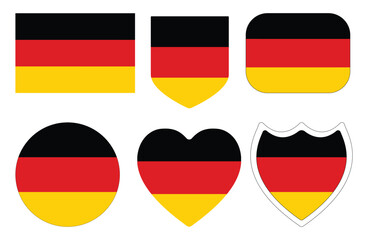 German flag set. Flag of Germany in design shape set.