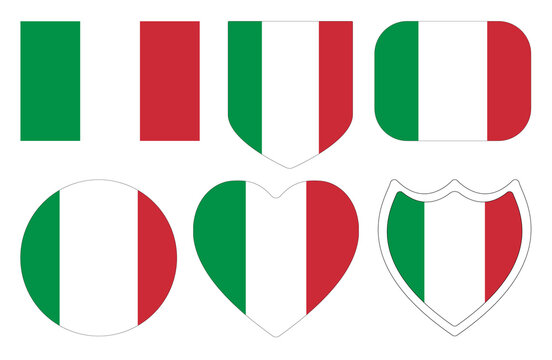 Italian flag in design shape set. Flag of Italy in design shape set. 