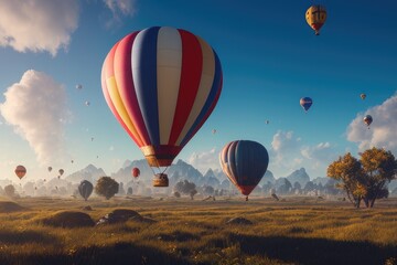 hot air balloon in flight, generative ai