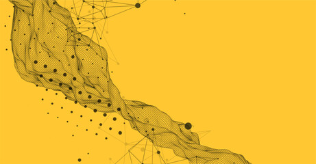 The abstract wave is made in a frame style. Template for science and technology presentation.