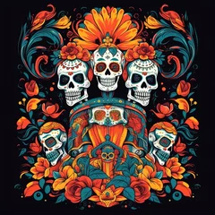 Rolgordijnen Schedel Dia de los muertos, Day of the dead, Mexican holiday, festival.