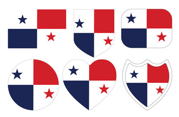 Panamanian flag in design shape set. Flag of Panama in design shape set.