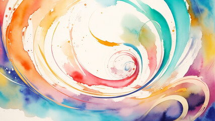 Abstract Whirls Watercolor White Background - Variant 3