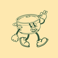 vintage character design of frying pan