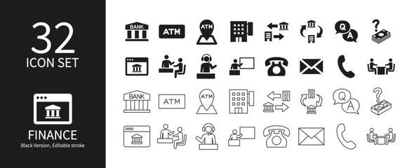 Icon set related to banking