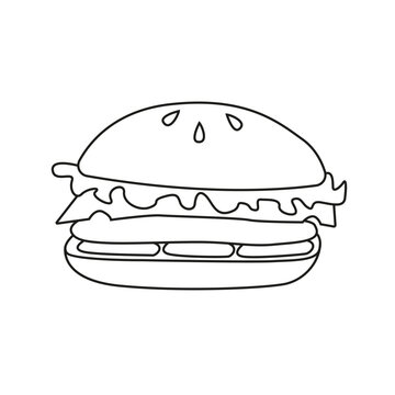 Vector illustration of hamburger in doodle style