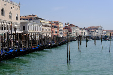 Fototapeta premium Venice Italy - Grand Canal view to Gondola service at San Marco Square