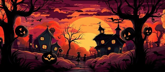 An illustration of Halloween cover , AI Generated